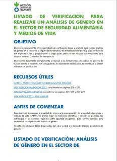listado de verificacion para realizar un analisis de genero en el sector de seguridad alimentaria y medios de vida
